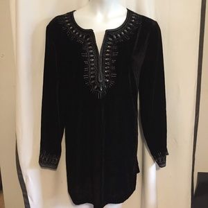Peter Nygard Tunic size 24 Black Velvet Jeweled
